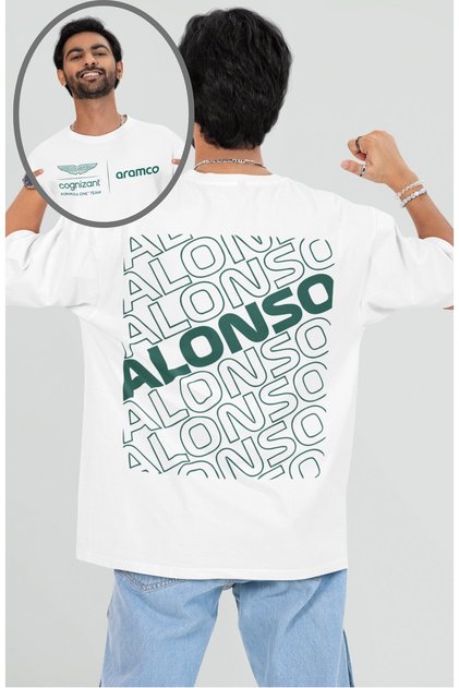 Oversize Aramco Formula One Team Back Printed T-Shirt, Unisex F1 Alonsoo Themed T-Shirt
