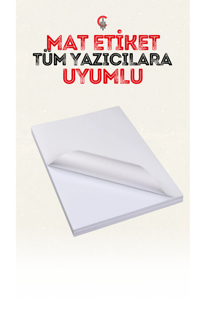 Yapışkanlı Mat Etiket Kartuşlu Mürekkepli Tüm Yazıcılara Uygun Sticker A4 100 Adet