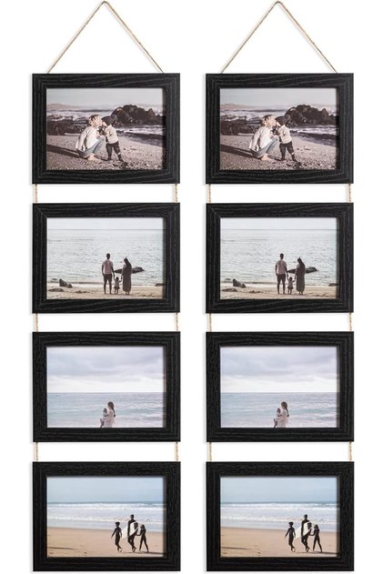 Exhibit Picture Frame Gallery Set, 4-Photo Collage, Holds 5x7, Black