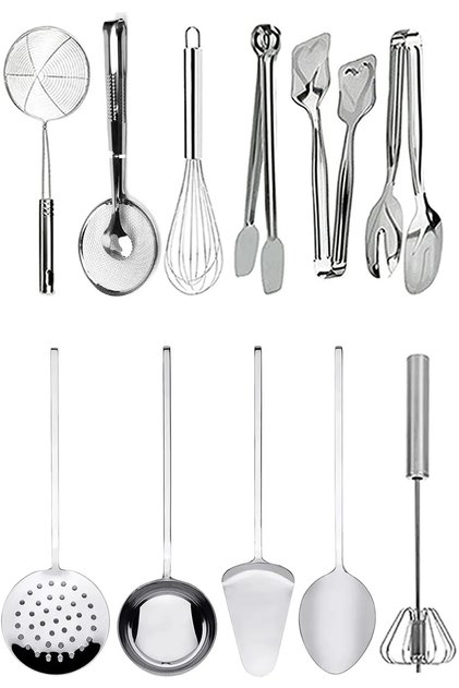 11 Parça Sunum Hazırlama Spatula, Kepçe, Kevgir, Yemek Hazırlama Seti, Servis Maşa Ürünleri