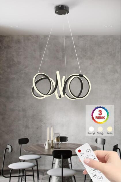 İstanbul Avize İstanbul Avize Delux Siyah Ledli Modern Beyaz Power