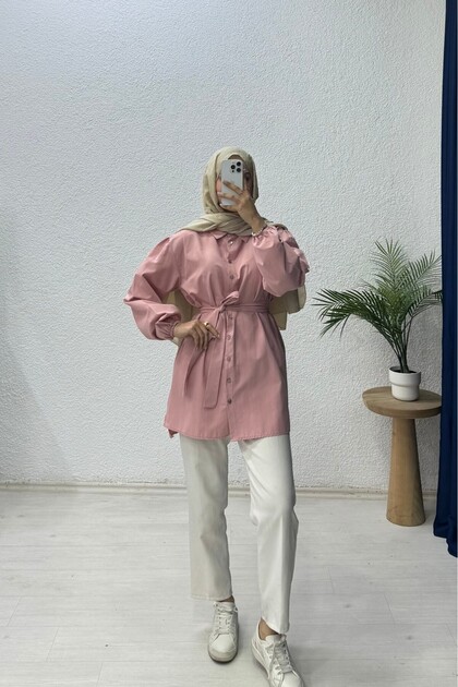 Tie-Up Balloon Sleeve Shirt
