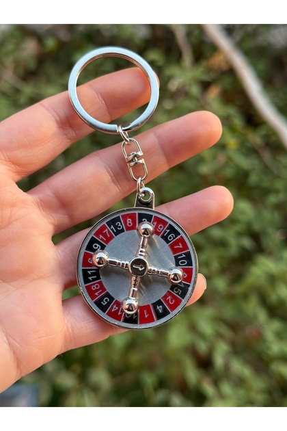 Rulet Çevrilebilir Şans Oyunu Metal Anahtarlık Figür