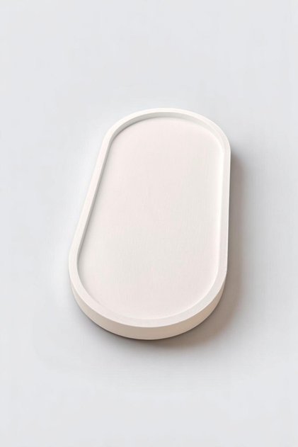 El Yapımı Beyaz Oval Dekoratif Tabak (23 CM) – Minimalist Takı & Mum Tabağı