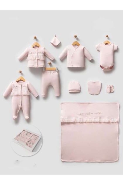 Çiçek Nakışlı Tüllü 10'lu Hastane Set (0.3 ay)