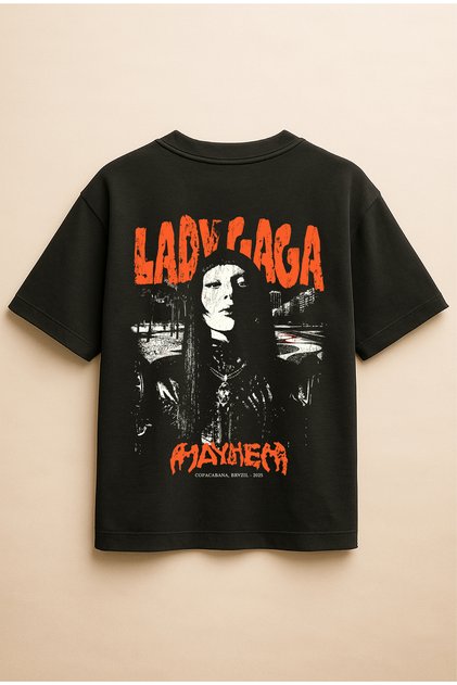 Black Color Oversize Lady Gaga Printed Unisex T-Shirt T-Shirt