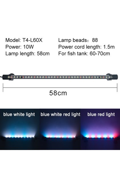 58cm Aquarium Light LED Waterproof Fish Tank Light Underwater Fish Lamp Aquariums Decor Lighting Pla
