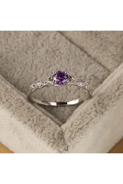 9 Charm purple Light Luxury Style Amethyst Zirconia Women's Ring in Europe and America Simple Fashio