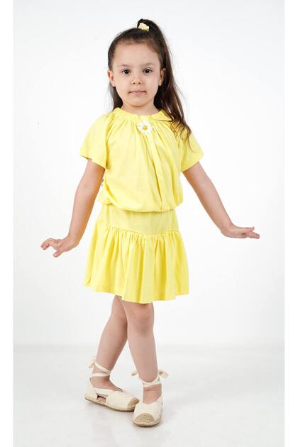 Girl's Combed Cotton 2-Piece Bottom Top Shorts Skirt Blouse Daisy Detailed Set