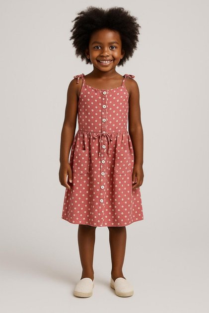 Girl's Summer Dress/polka dot Dress/Rope Tie Strap Pocket Dress