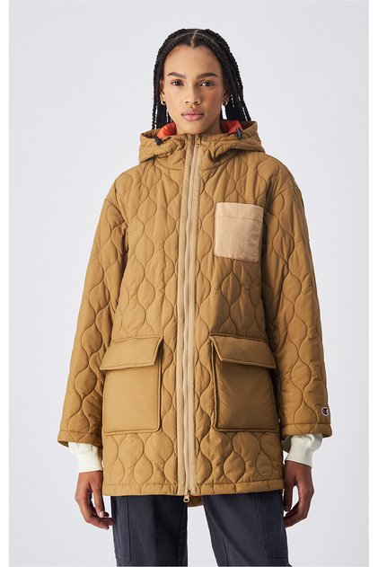 Outdoor Hooded Polyfilled Jacket Brown Women's Hooded Coat-117573-Ms034