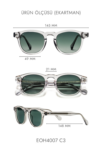 EYE OF HORUS EOH4007 C3 Açık Gri Asetat Unisex Güneş Gözlüğü