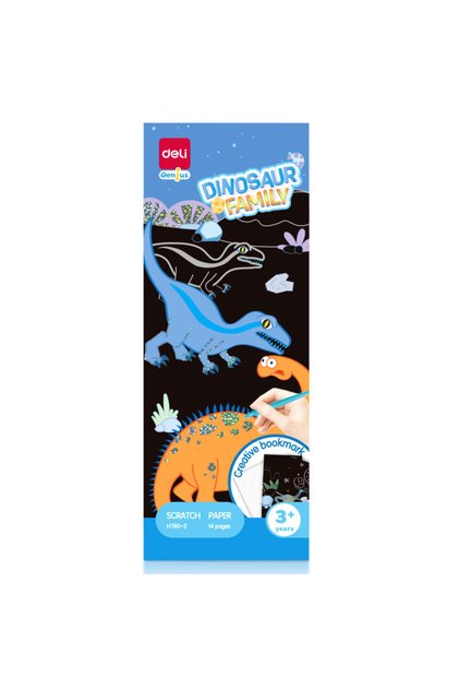 Set creativ cu 15 semne de carte razuibile Dinosaurs Deli