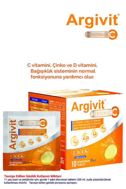 Efervesan C Vitamini, Çinko, D Vitamini Ve K2 Vitamini (MENAQUİNON 7) Içeren Takviye - 10 Saşe