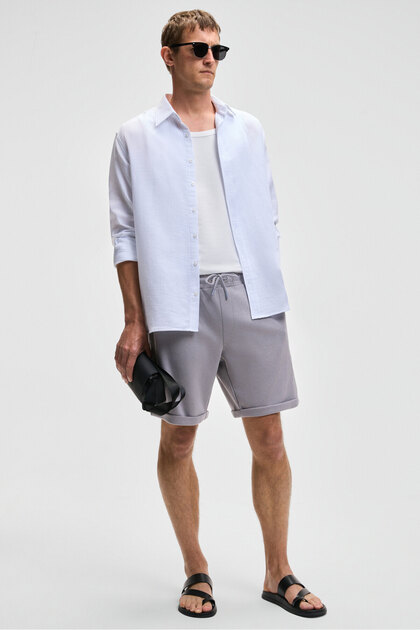 Youri Men's Elastic Waist Back Single Pocket Relaxed Fit Lilac Shorts