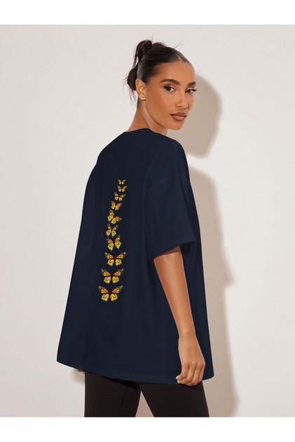 Back King Butterfly Printed T-Shirt