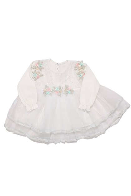 Baby Girl White Tulle Colorful Floral Dress