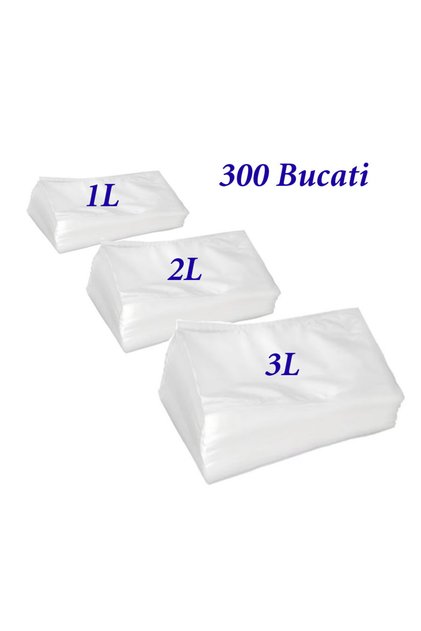 Set 300 bucati, Pungi alimentare pentru uz casnic si congelator, 100x1L, 100x2L, 100x3L