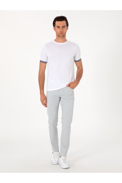 Ice Blue Slim Fit Cotton Blended Jean Pants 50298870-Vr036
