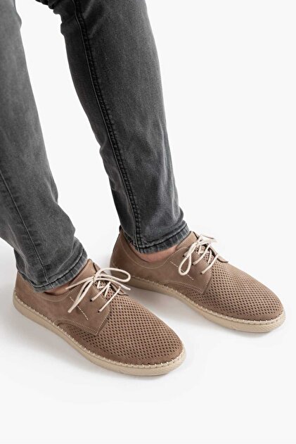 Men's Genuine Leather Shoes, Casual Shoes, Summer Shoes, Loafer Shoes Mink Nubuck