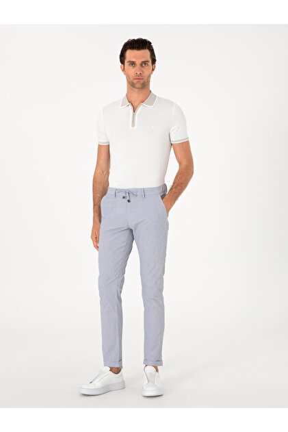 Açık Mavi Slim Fit Gofreli Beli Bağcıklı Spor Pantolon 50305618-VR003
