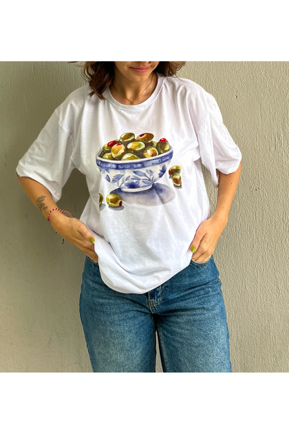 TRENDPUNKY -ZEYTİN VİNTAGE Baskılı Oversize T-shirt - Fiyatı
