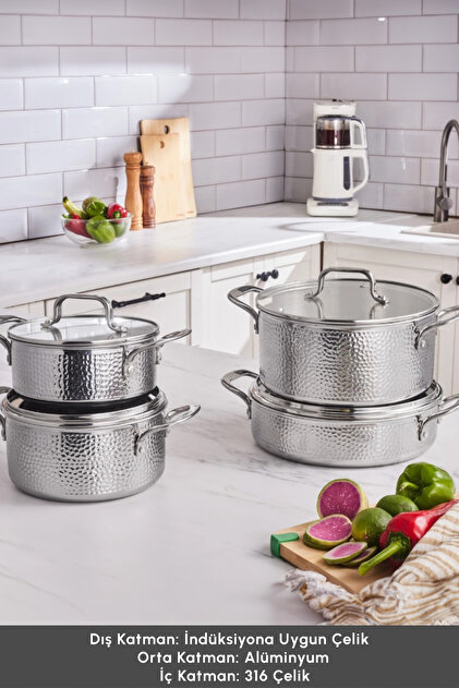 Karaca 3 Ply Powersteel Enzo 8 Parça İndüksiyon Tabanlı Çelik