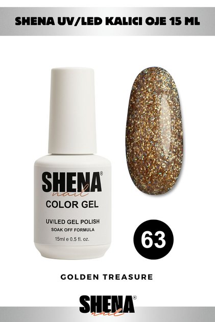 Kalıcı Oje 15 Ml - 63 Simli Altın - UV/LED Gel Polish ❤ From Dubai