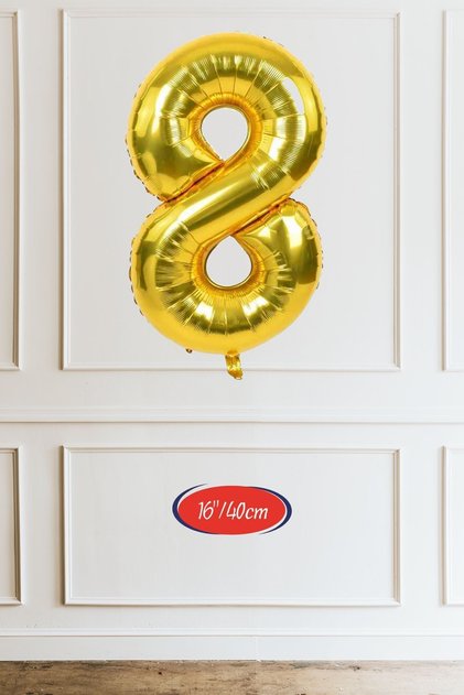 8 Years Old Gold Balloon 16 Inch Gold Number Balloon