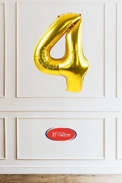 4 Years Old Gold Balloon 16 Inch Gold Number Balloon