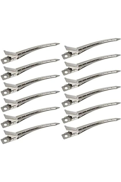 12 Packs Duck Bill Clips 9cm Rustproof Metal Alligator Curl Clips with Holes for Hair