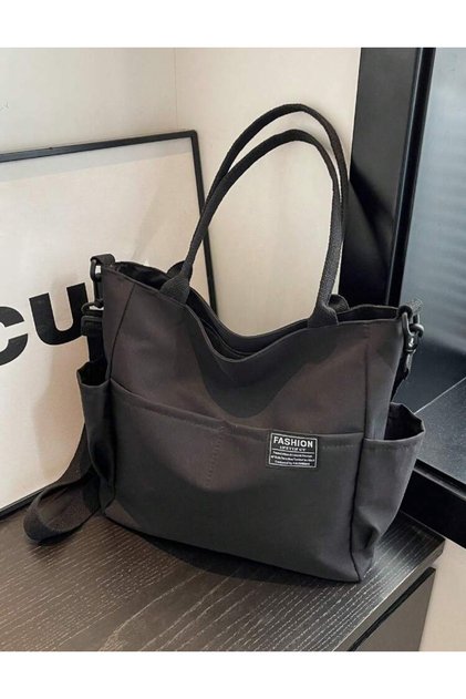İthal Y2k Siyah Çok Cepli Tote El Kol Çanta