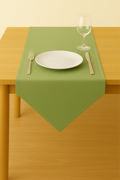 Luna Series Velvet Textured Triangle Runner - Çağla