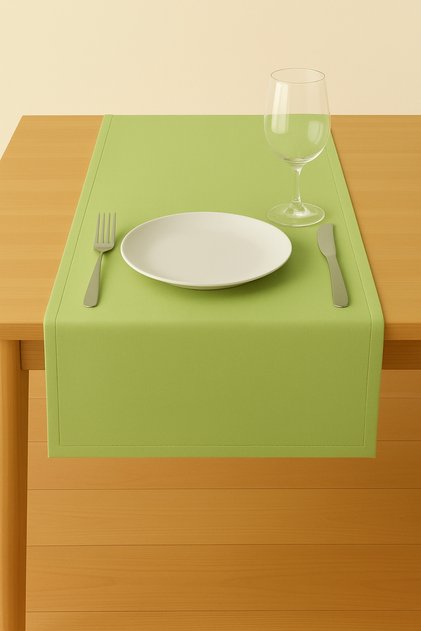 Luna Series Velvet Textured Rectangular Runner - Leaf Green