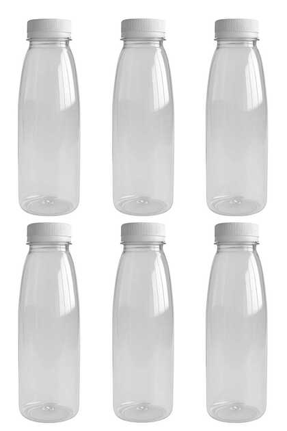6 Adet 500ml Detox Meyve Suları Smoothie'ler Diyet Sporcu Içeceği Süt Pet Şişesi Kilitli Kapak(ŞİŞE)