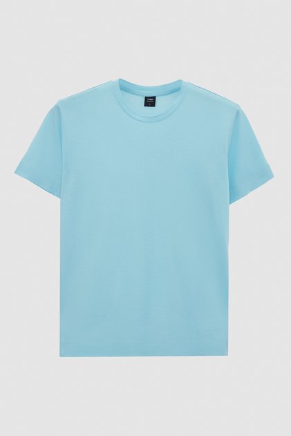 Slim Fit Turkuaz %100 Pamuklu T-Shirt