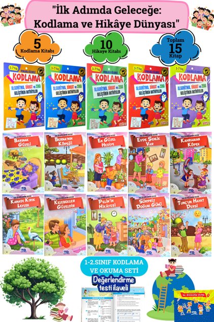 1-2. Classroom Coding and Reading Set: 5 Coding+ 10 İlk Öykülerim Dizisi Story Set= Total 15 Books