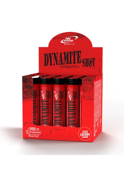 Doze energizante pre-workout, Dynamite Shot, Sour Cherry, 20 monodoze x 25 ml