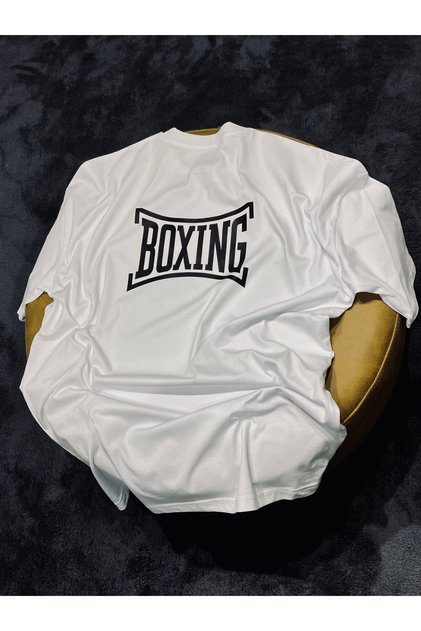 Boxing 100% Cotton Relax Fit Crew Neck White Tshirt