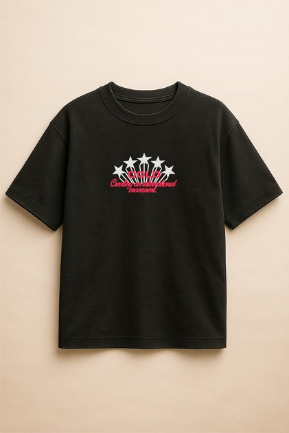 Black Color Oversize Star Printed Unisex T-Shirt T-Shirt