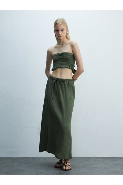Basic Crop Strap Green Blouse