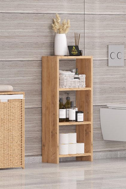 Bohem 4 Raflı 40 Cm Dekoratif Banyo Düzenleyici Banyo Dolabı Çok Amaçlı Dolap 100x40x20 Ölçülerinde