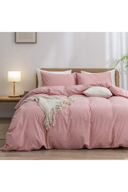 Pure Gül Kurusu Çift Kişilik Nevresim Seti(YORGAN KILIFI 2 Lİ YASTIK KILIFI) %100 Pamukmürdüm