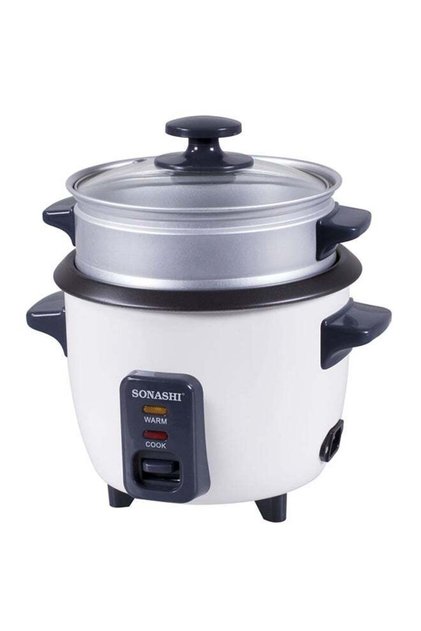 1.8L Rice Cooker with Steamer - Metal Housing with Tempered Glass Lid | Non-Stick Coating & Automati