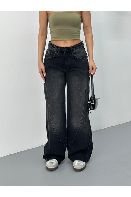 Black Tumbled Recy Baggy Jean