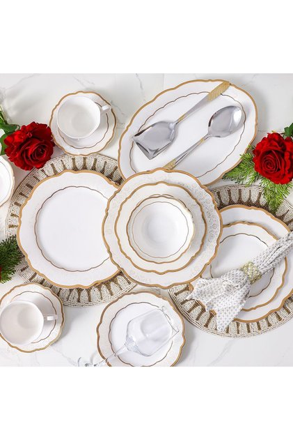 Aretha 32-Piece New Bone China Dinner Set -Serves 6