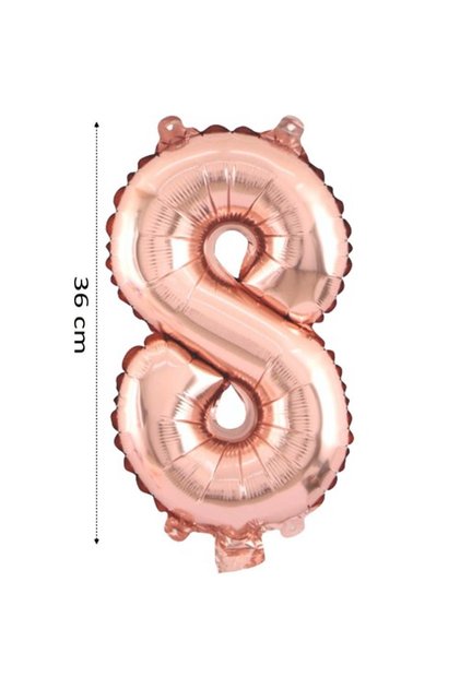 Foil Balloon 8 Number Helium Balloon 36 cm Rose Gold Color - 8 Years Old Balloon - 8 Years Old Balloon -8 Number Balloon