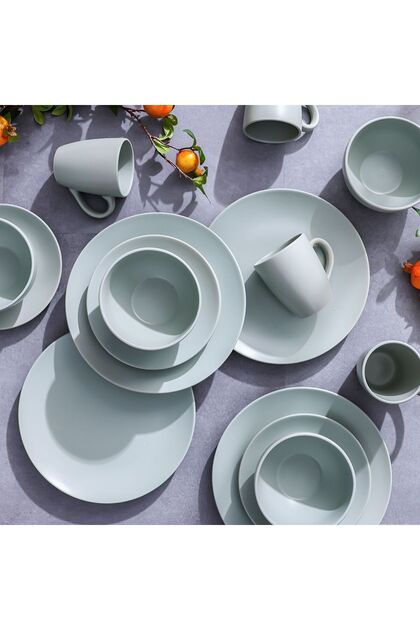 Apollo 16-Piece Color Glazed Stoneware Dinner Set-Serves 4 Grey