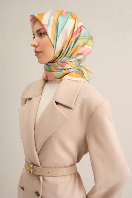 بنقشة مجردة شال ساف حرير سورا 9306D 37