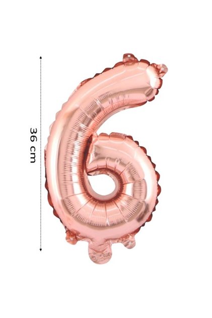 Foil Balloon 6 Number Helium Balloon 36 cm Rose Gold Color - 6 Year Old Balloon - 6 Year Old Balloon -6 Number Balloon